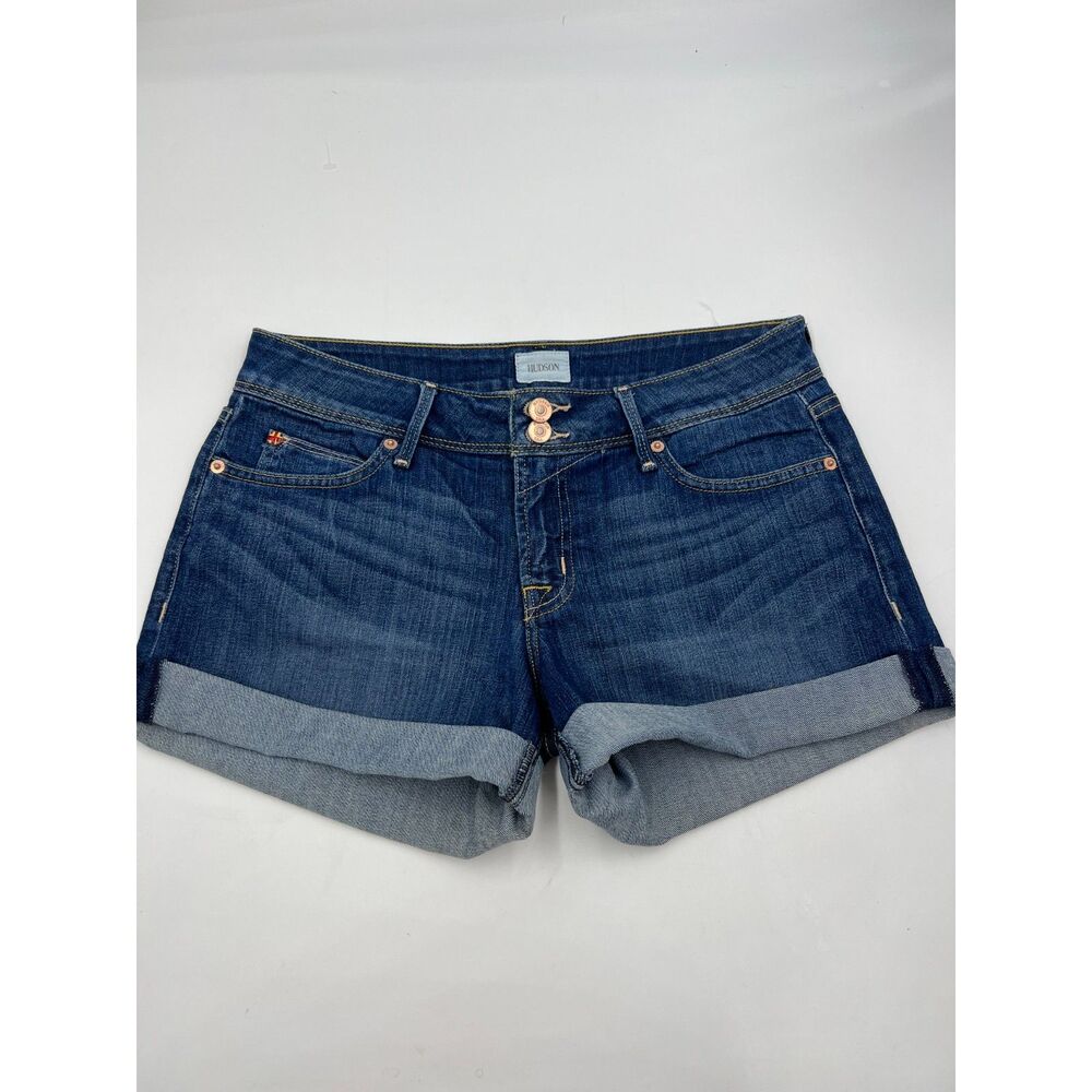 Hudson Croxley Mid Thigh Shorts Cuffed Med Wash Sz 28 Boho Hippie Indie Y2K $150